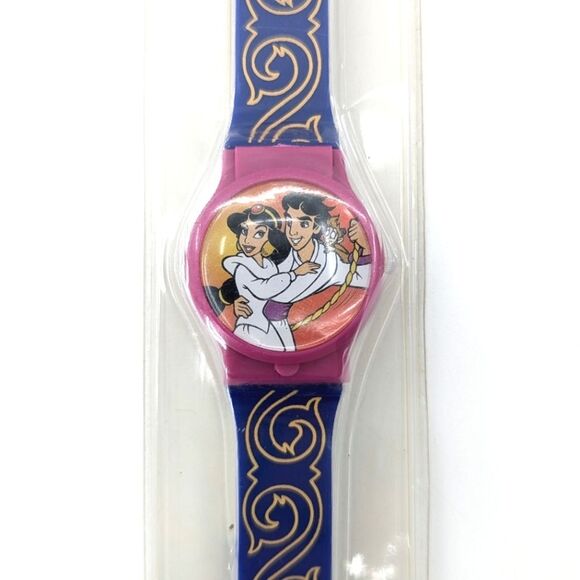 Disney 1990's Blue Pink Aladdin Abu Jasmine Digital Watch - Picture 1 of 3